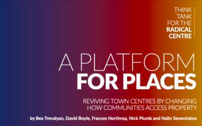 A graphic with title 'A Platform for Places' and subtitle 'Reviving town centres by changing how communities access property'