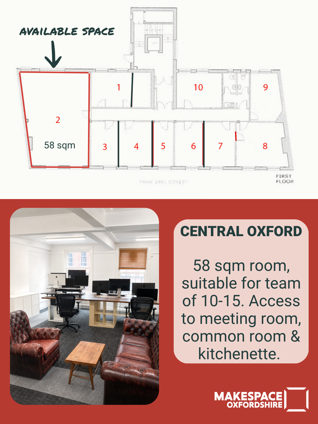A graphic showing workspaces available in Oxford